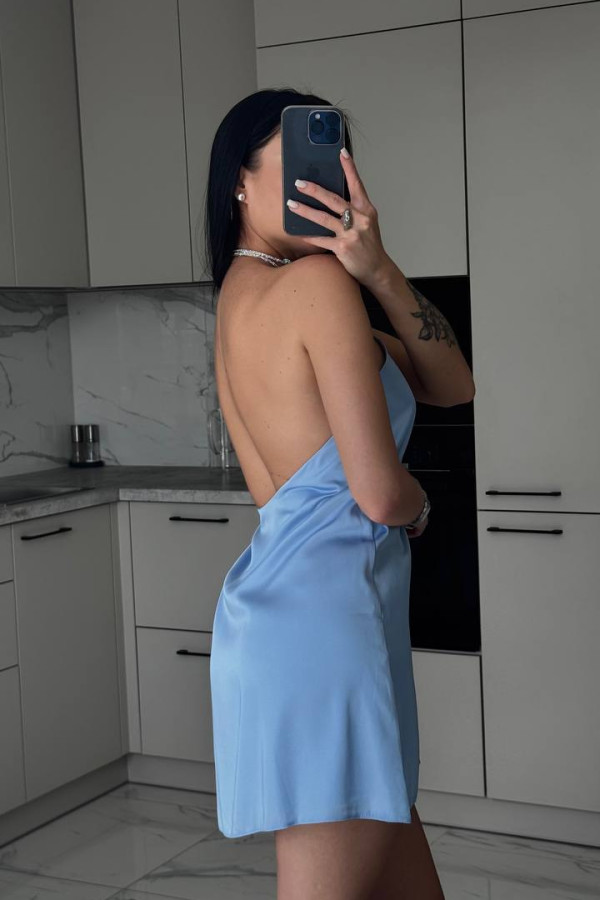 Шовкова міні сукня блакитна
