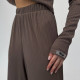 Стильний костюм з вільними штанами шоколадний