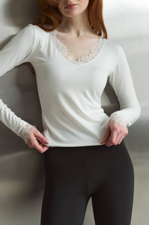 Лонг з мереживом молочного кольору