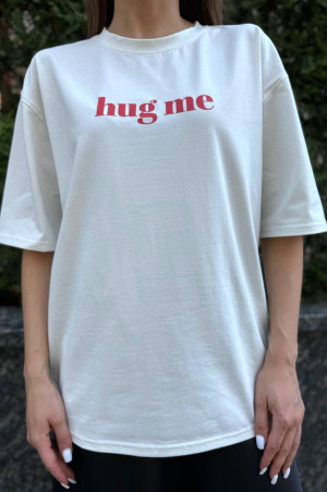 Футболка  Hug me молочна 