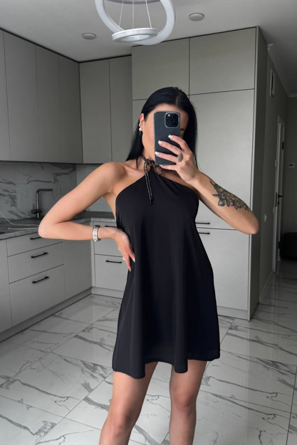 Шовкова міні сукня чорна