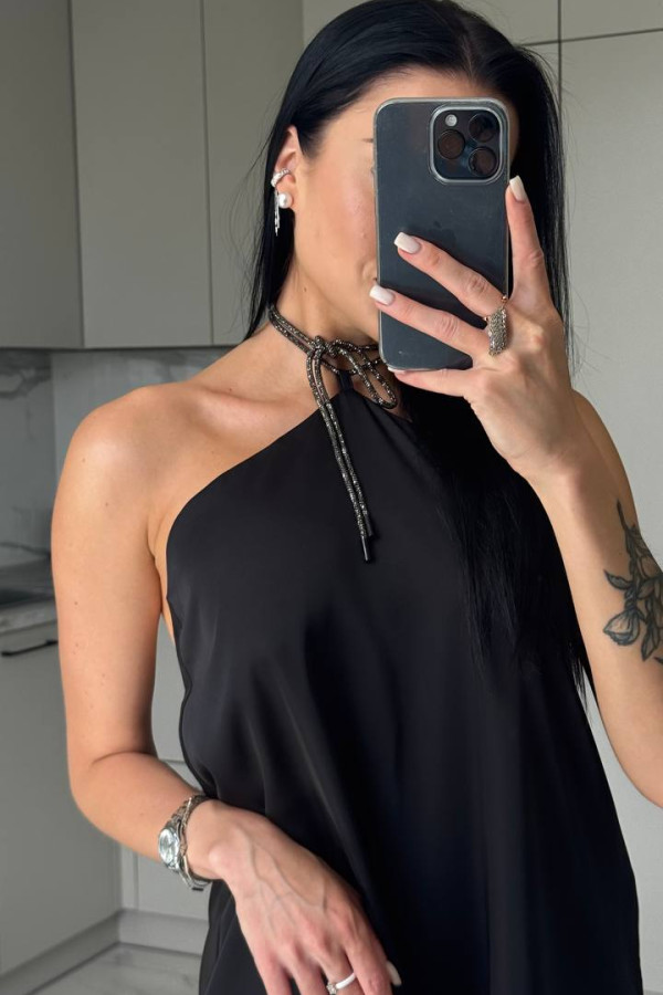 Шовкова міні сукня чорна