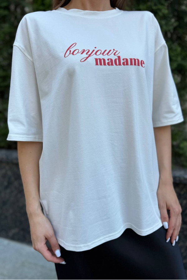 Футболка біла Bonjure Madame  з червоних надписом 