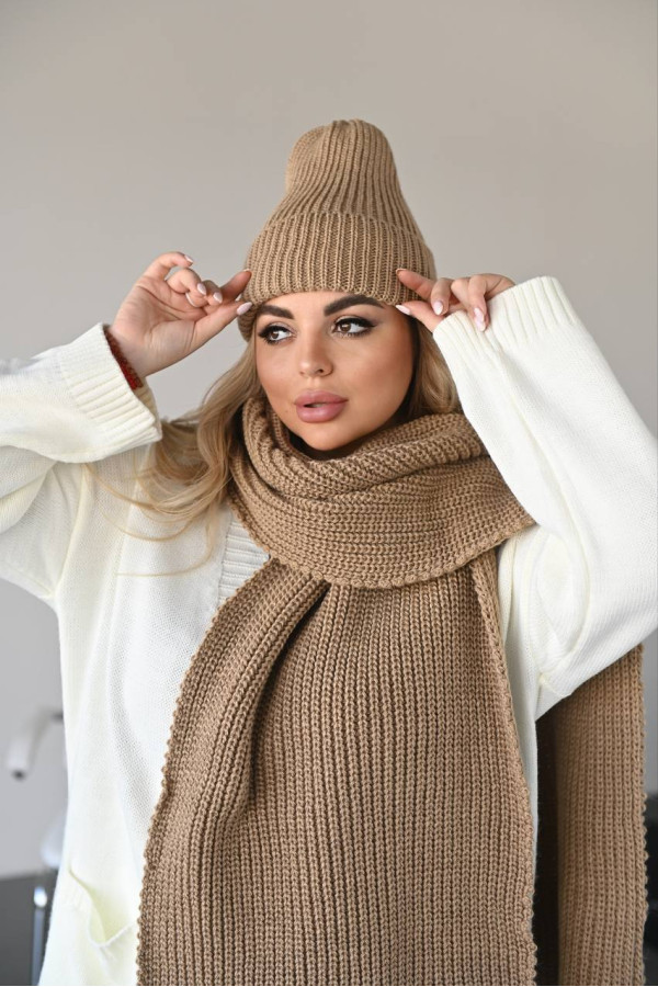 Шарф в'язаний теплий  пісочний