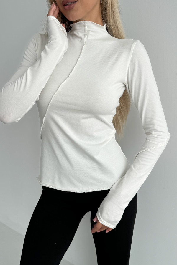 Лонг зі швами молочний з довгим рукавом 
