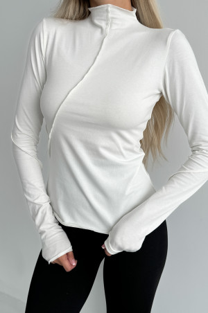 Лонг зі швами молочний з довгим рукавом 
