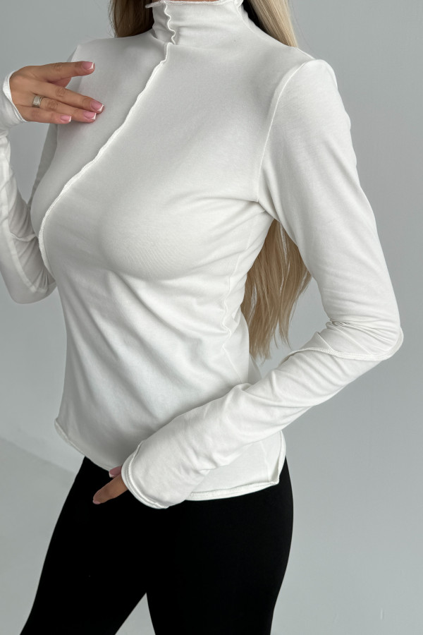 Лонг зі швами молочний з довгим рукавом 