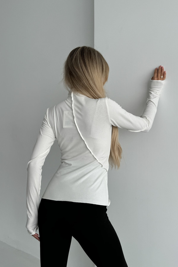 Лонг зі швами молочний з довгим рукавом 