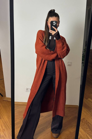 Довгий кардиган теракотовий