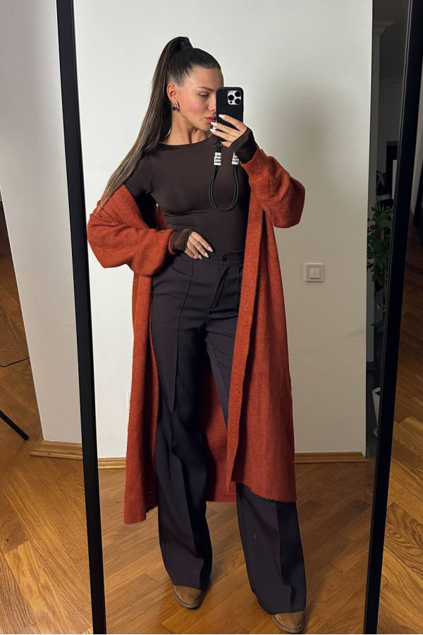 Довгий кардиган теракотовий