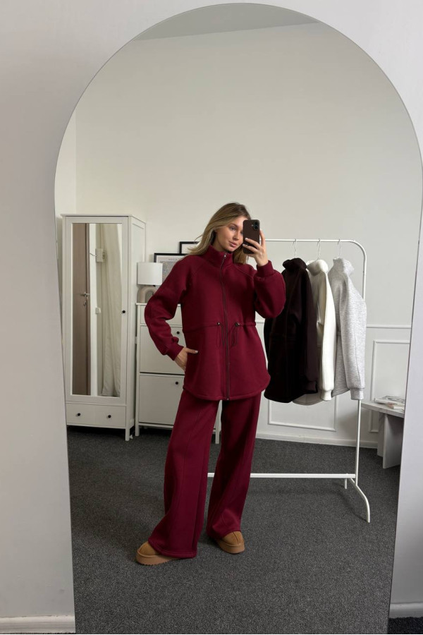 Костюм теплый на флисе бордовый