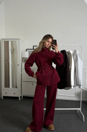 Костюм теплый на флисе бордовый