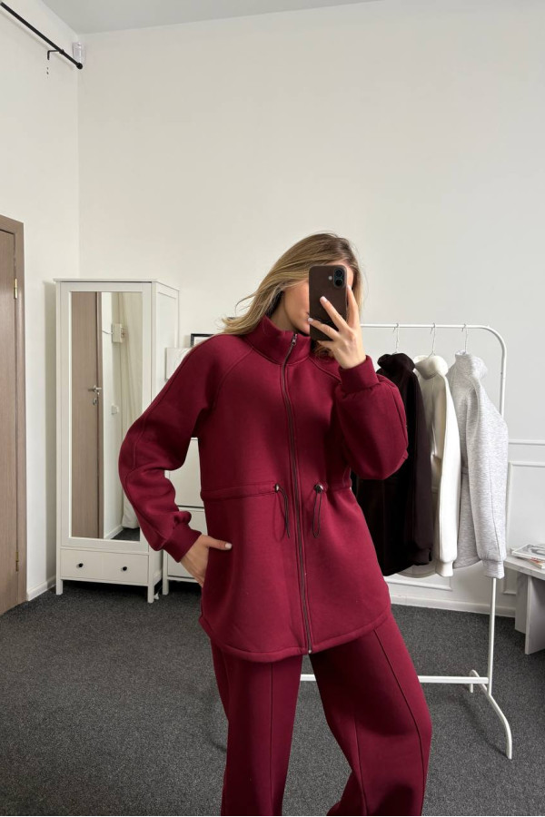 Костюм теплый на флисе бордовый