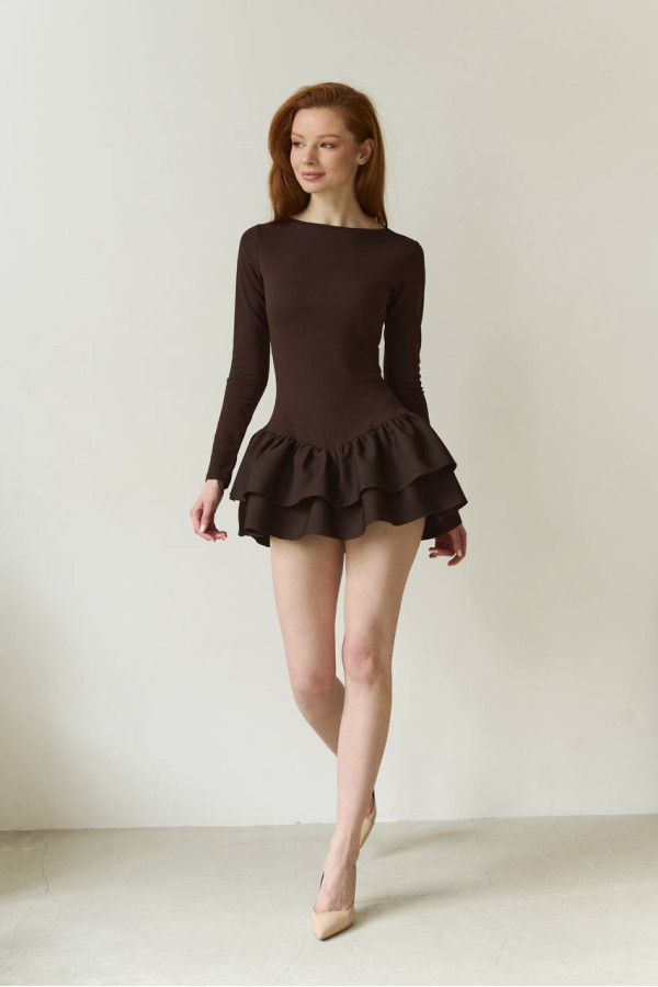Сукня комбінезон в стилі бренду шоколадного кольору