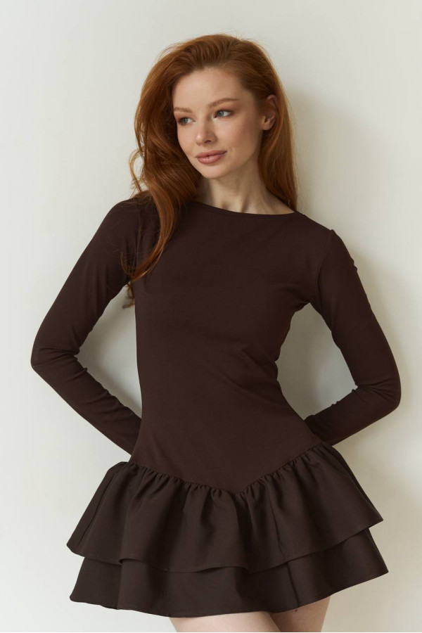 Сукня комбінезон в стилі бренду шоколадного кольору