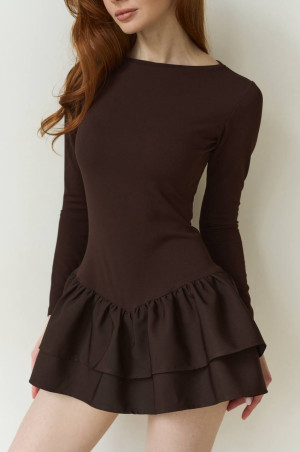 Сукня комбінезон в стилі бренду шоколадного кольору