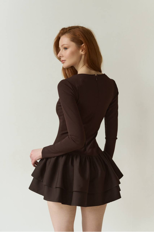 Сукня комбінезон в стилі бренду шоколадного кольору