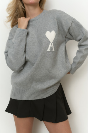 Светр Ami сірий з білим сердечком