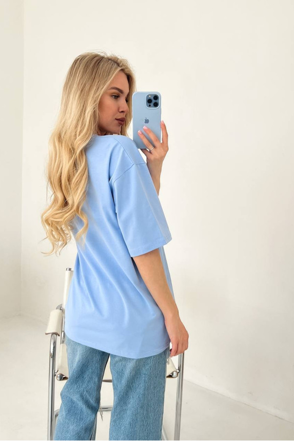 Футболка з вишивкою патріотична блакитна