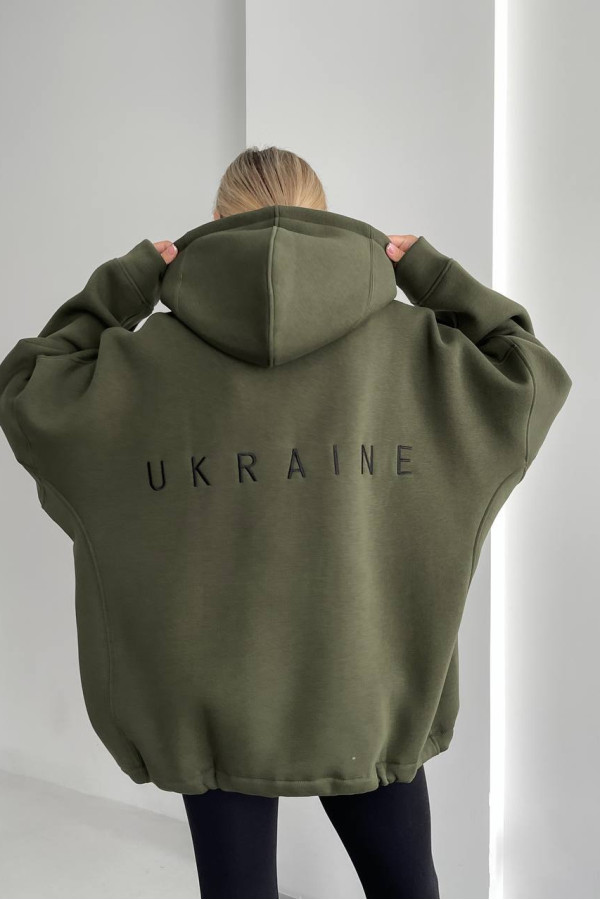Худі Україна хакі з чорним надписом Unisex's