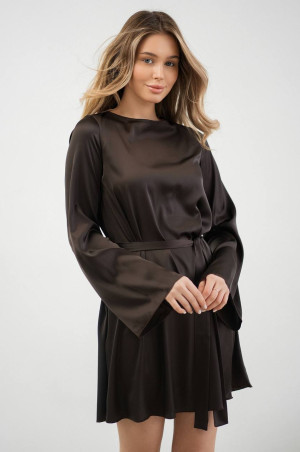 Шовкова сукня кольору шоколад