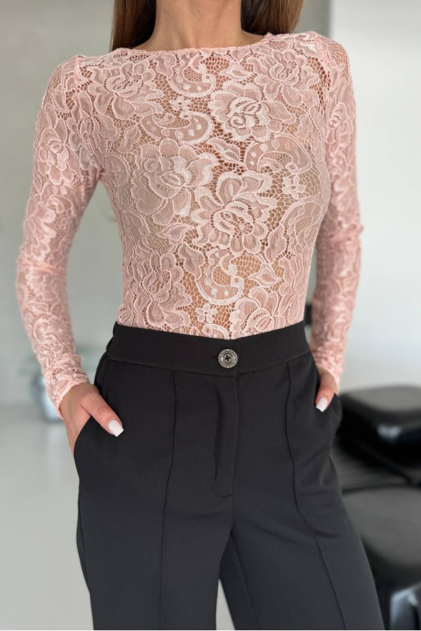 Боді гіпюрове персикове 