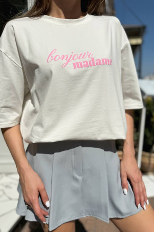 Футболка біла Bonjure Madame  з рожевим надписом 