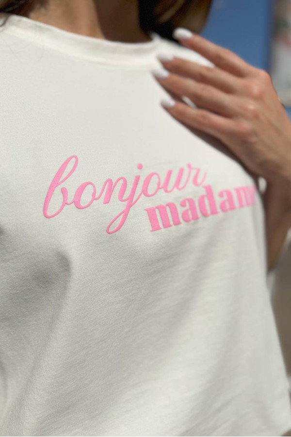 Футболка біла Bonjure Madame  з рожевим надписом 