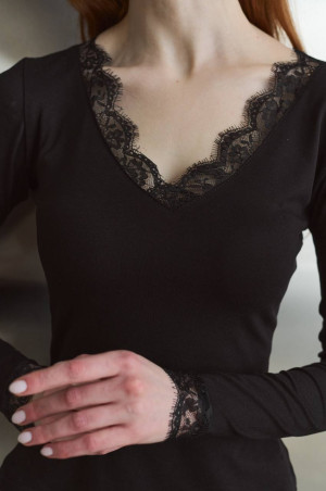 Лонг з мереживом чорного кольору