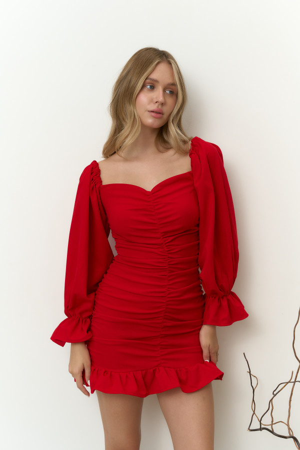 Сукня з драпіруванням червона