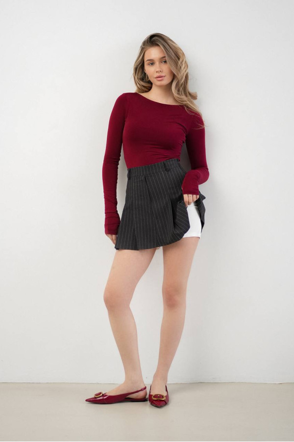 Спідниця-шорти графітова в смужку 