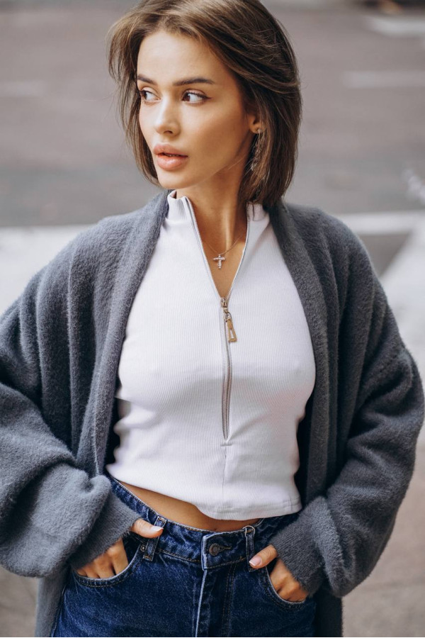 Довгий кардиган графітовий