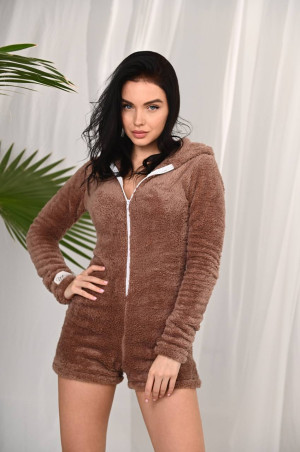 Махрова піжама комбінезон капучино