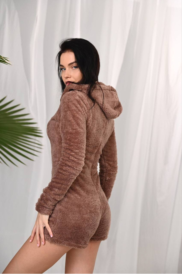 Махрова піжама комбінезон капучино