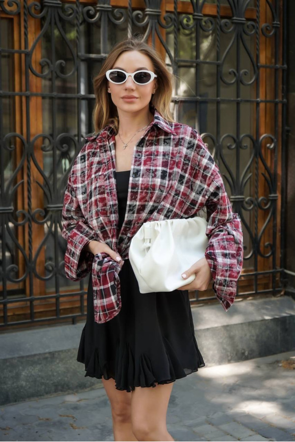 Сорочка фланелева оверсайз бордо