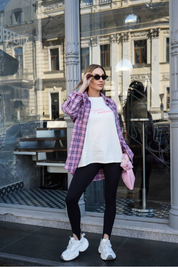 Сорочка фланелева оверсайз рожева