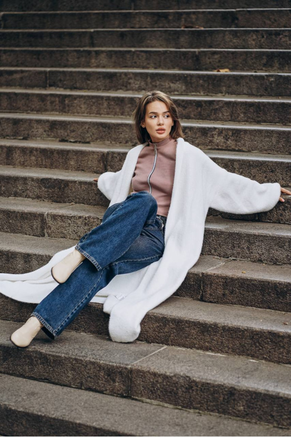 Довгий кардиган білий