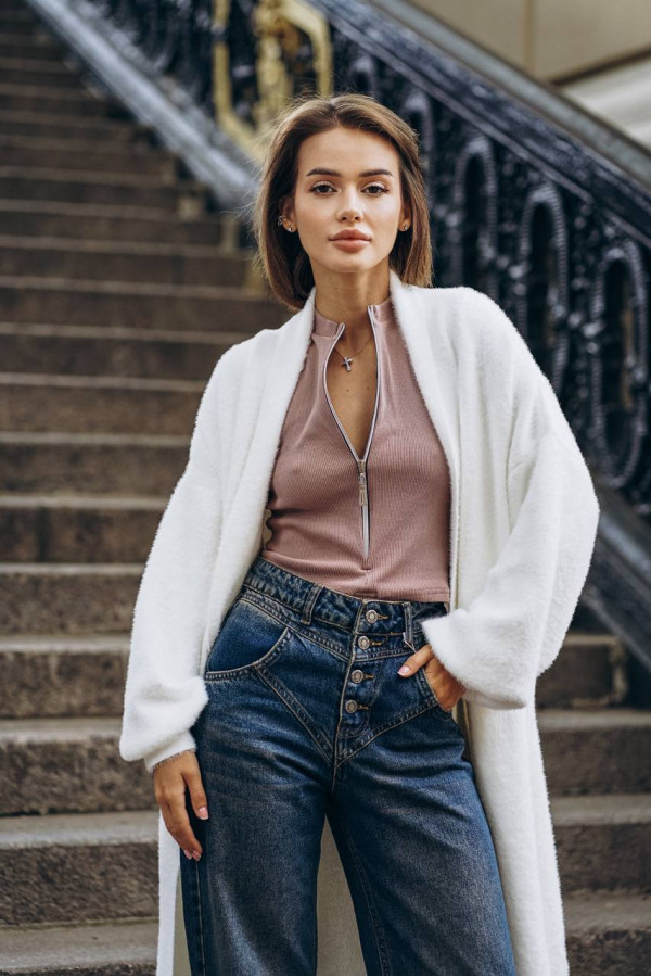 Довгий кардиган білий