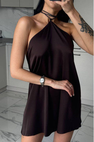 Шовкова міні сукня шоколадна