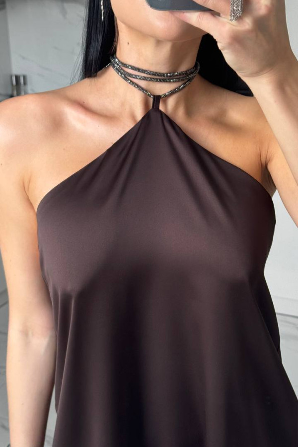 Шовкова міні сукня шоколадна