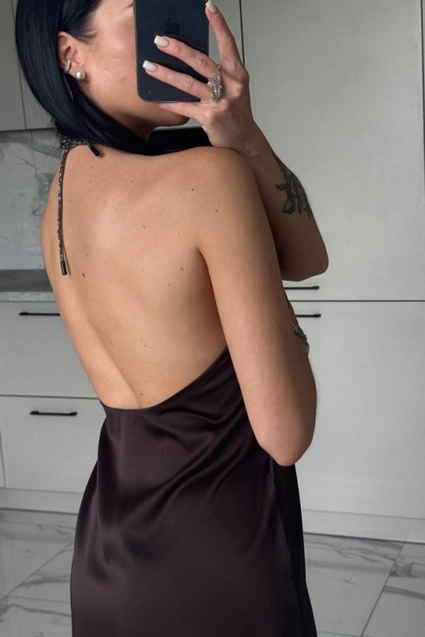 Шовкова міні сукня шоколадна