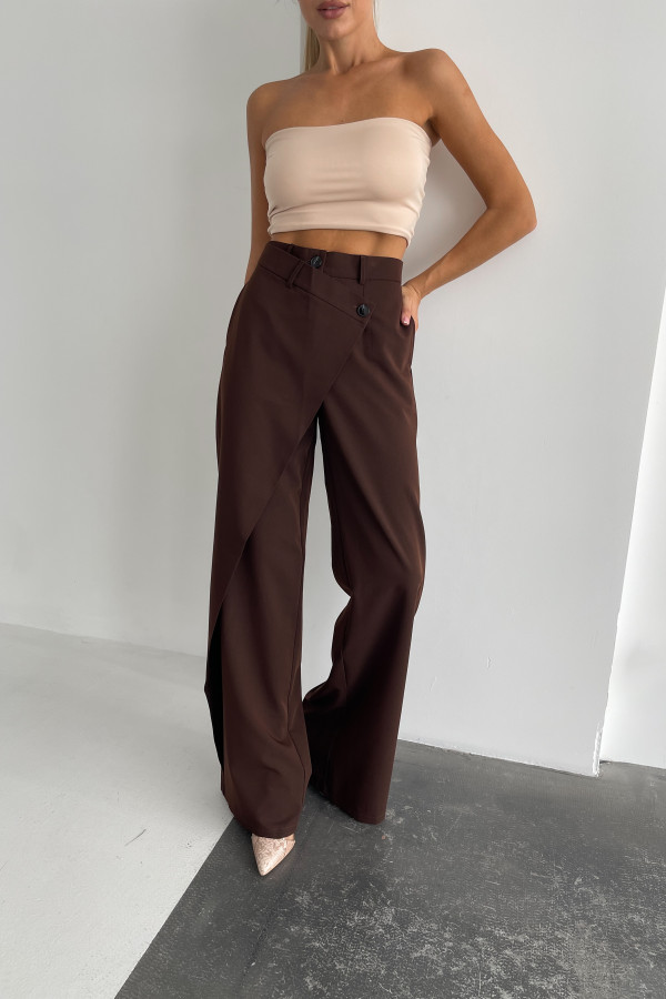 Брюки з запахом шоколадні 